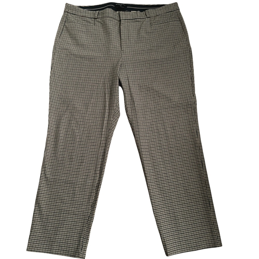 Banana Republic Sloan Houndstooth Check‎ Ankle Trousers Brown Black Size 18